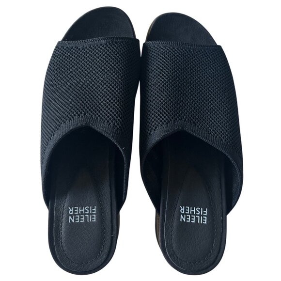 Eileen Fisher Kori Stretch Knit Slide Sandals Black Size Comfort Size 7 - Picture 1 of 10